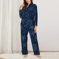 thumbnail image 2 of Balery Snowflake Dark Blue Pattern Pajama Sets for Women Long Sleeve 2 Piece Sleepwear Loungewear Sets Soft PJ's with Pockets Long Sleeve Comfy Pj Sets-Small, 2 of 7