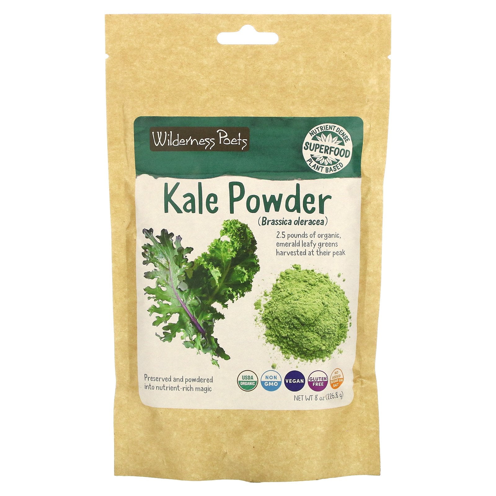 Organic Kale Powder, 8 oz (226 g), Wilderness Poets