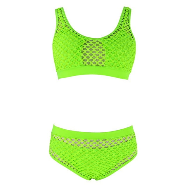 Daisyyozoid Swimsuits for Women Clearance Solid Color Slimming Hollow Mesh Split Three Piece Bikini Set