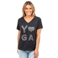 thumbnail image 2 of Yoga Heart Women's Fashion Relaxed V-Neck T-Shirt Tee Charcoal Grey Large, 2 of 3