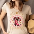 thumbnail image 4 of Women's Christian T-Shirt – Real Cowgirls Love Jesus Graphic Tee, Pink Boot Floral Design, Light Blue, Size 4XL, 4 of 6