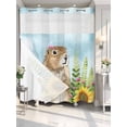 thumbnail image 2 of No Hook Shower Curtain with Snap-in Liner, Groundhog Day Waterproof Fabric Bathroom Curtains, Sunflower Spring Floral Botanical Blue Bath Curtains & Mesh Top Window 66"x72", 2 of 9