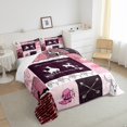 thumbnail image 4 of Cowgirl Western Bedding Pink Room Decor, Cowboy Hat Boots Bedding Comforters & Sets Wild West Horseshoe Comforter, Cactus Boho Paisley Print Duvet Set Geometric Plaid Arrow Down Comforter Twin, 4 of 5