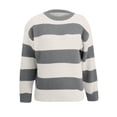 thumbnail image 4 of Women's Casual Striped Sweater Long Sleeve Pullover Crew Neck, Comfortable and Versatile, Great for Everyday Wear and Seasonal Outfits,Gray,S, 4 of 5