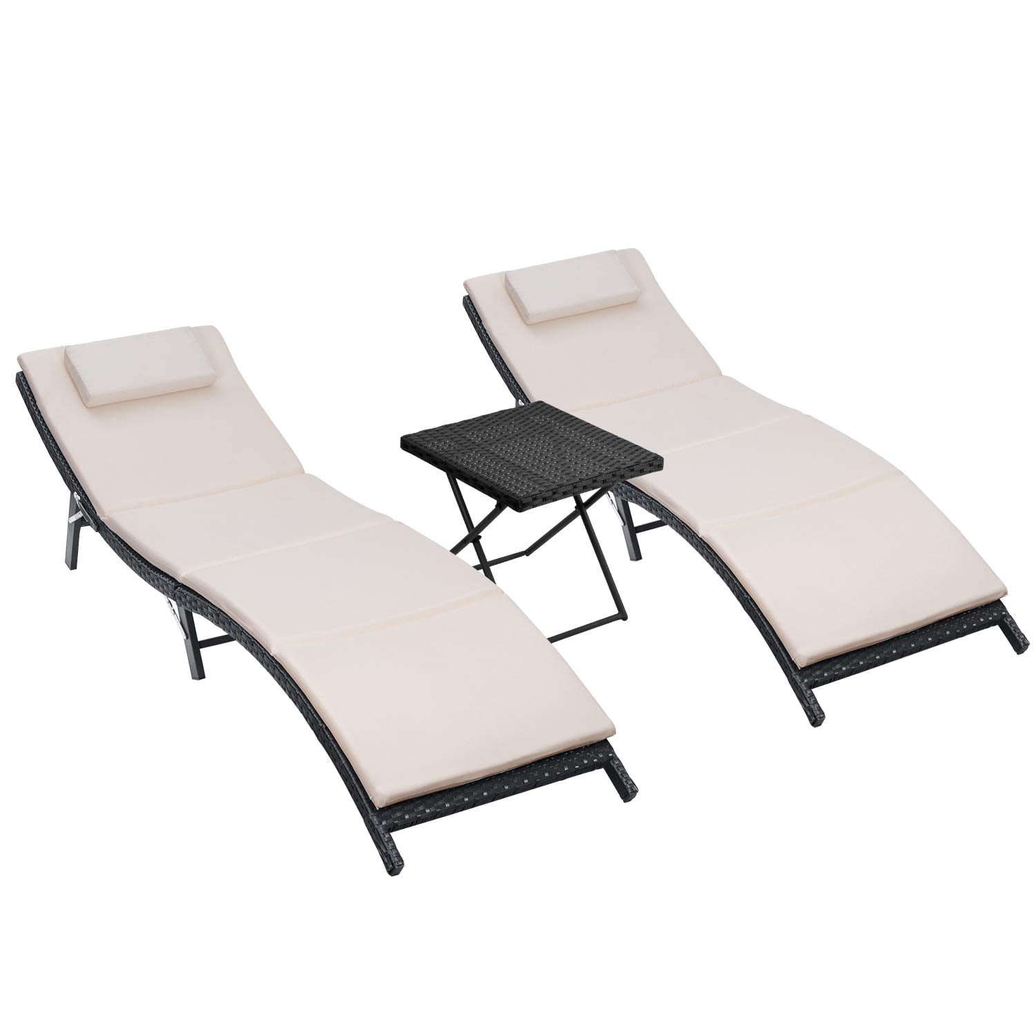 Walnew 3 Pcs Patio Furniture Outdoor, Lounge Patio Chairs Folding
