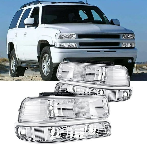 Nilight Headlight Assembly for 1999 2000 2001 2002 Chevy Silverado 1500 1500HD 2500 2500HD 3500 Chevrolet Tahoe Suburban Replacement Headlamp Housing Bumper Lights Set