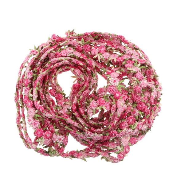 4.5m Rose Lace Trim Hair Decoration Floral Ribbon 1 Set DIY Wedding Appliques for Sewing Craft Light Red