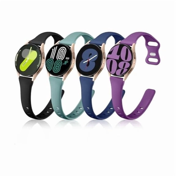 Compatible with Samsung Watch 7 Bands/Samsung Watch 4 5 6 Bands 40mm 44mm/Watch 5 Pro, 20mm Soft Slim Silicone Replacement Band for Galaxy Watch 4 5 6 7 Small Black/Navy/Plum/Pine Green
