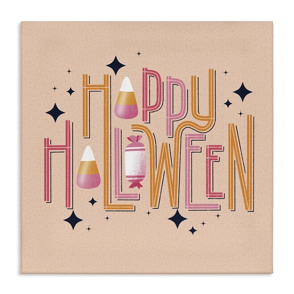 Stupell Industries Contemporary Happy Halloween with Candy Canvas Art, 17 x 17, by Sarah Hickman
