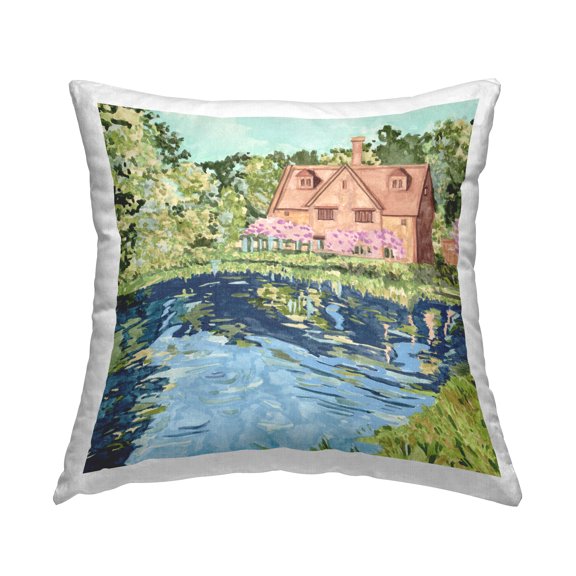 Stupell Industries Floral Cottage & Lake Decorative Printed Throw Pillow Design by Melissa Wang
