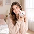 thumbnail image 4 of Stuffed Animal Cat Soft Round Fluffy White Plush with Pink Inner Ears Blue Eyes Small Stuffed Animal for Student Young Nursery Decor Birthday Christmas Holiday Gift, 4 of 8