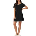 thumbnail image 2 of INSPIRE CHIC Chemise de Nuit à Manches Courtes pour Femmes Contraste Couleur Col en V TG Noir, 2 of 6