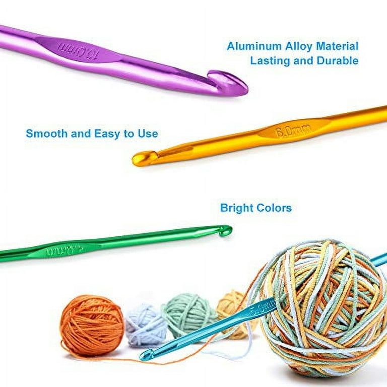 Gliving Crochet Hooks 5 Sizes - Longer and Smooth Crochet Needles - Comfortable and Easy to Hold Ergonomic Crochet Hook - Best Set for Arthritic Hands
