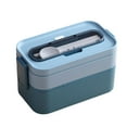 thumbnail image 1 of Billuyoard Fiambrera de doble capa para alimentos frescos, contenedor de almacenamiento Bento ABS, cajas de horno microondas de silicona para trabajo Cocina y Comedor Azul Billuyoard HA067352-02, 1 of 6