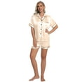 thumbnail image 3 of DAKIMOE Womens Silky Satin Pajama Set Short Sleeve Shirt with Shorts 2 Piece Pjs Sets Soft Silk Sleepwear Nightwear Button-Down Loungewear S-XL, Champagne, M, 3 of 10