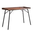 thumbnail image 3 of Fusion Home Office Writing Computer Desk, Walnut Wood & Bronze Metal, 3 of 5