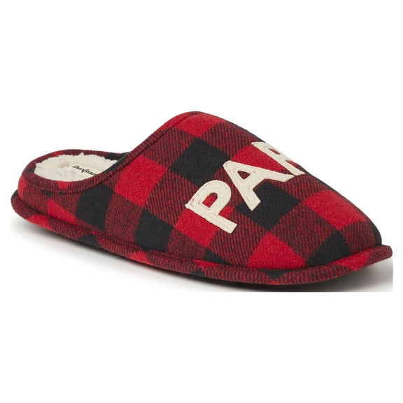 Dearfoams Men's Buffalo Check Papa Bear Dad Clog House Slipper