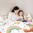 thumbnail image 5 of Feelyou Funny Jungle Fox Queen Comforter Set for Boy, Cartoon Rainbow Bedding Sets, Flower Love Heart Reversible Bedding Comforter Set, Luxury Bedroom Decor, 3 Pieces, 5 of 8