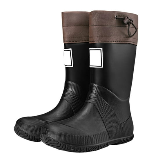 Yuncity Rain Boots For Girls Boys Outdoor Hiking Camping Adventure Comfortable Mid High Calf Rubber Boots Shoes Footwear Black 4-4.5 Years