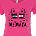 thumbnail image 4 of Inktastic 4th of July Meowica Cat in Flag Sunglasses Women's T-Shirt, 4 of 5