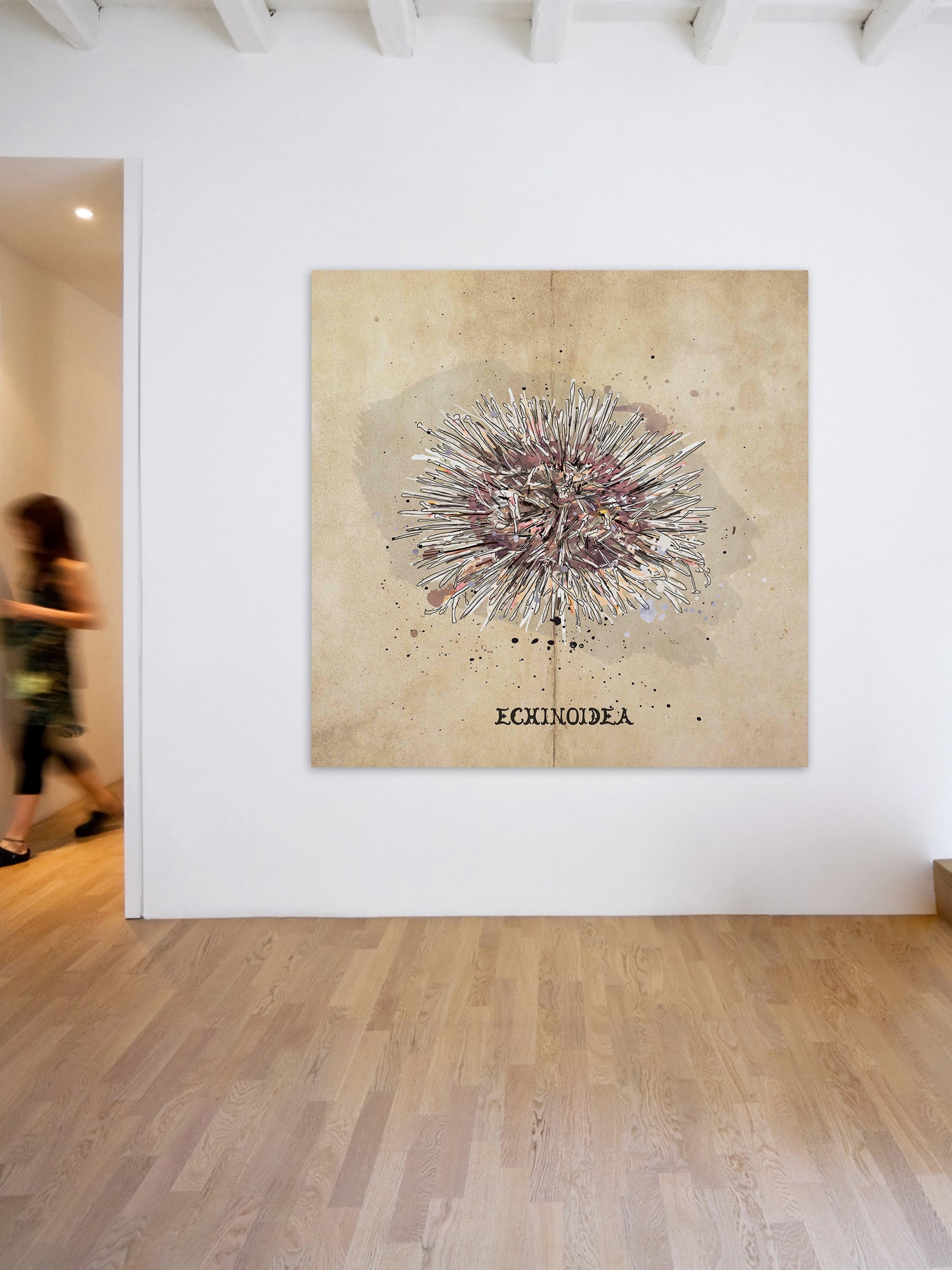 "Oursin Pale" Painting Print on Wrapped Canvas