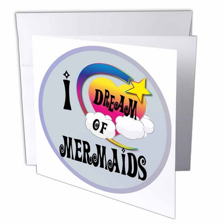 3dRose Cute Girly Heart Star Clouds I Dream Of Mermaids, Greeting Cards, 6 x 6 inches, set of 12
