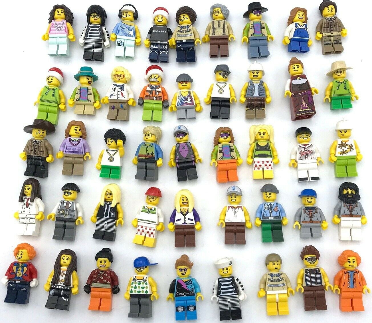 LEGO BULK LOT 200 NEW MINIFIGURE HEADS FIGURE TOWN CITY BODY PARTS YELLOW MORE 