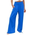 thumbnail image 2 of Delayuji Womens High Waist Wide Leg Pants Elastic Waist Loose Comfortable Pants With Pockets, 2 of 7