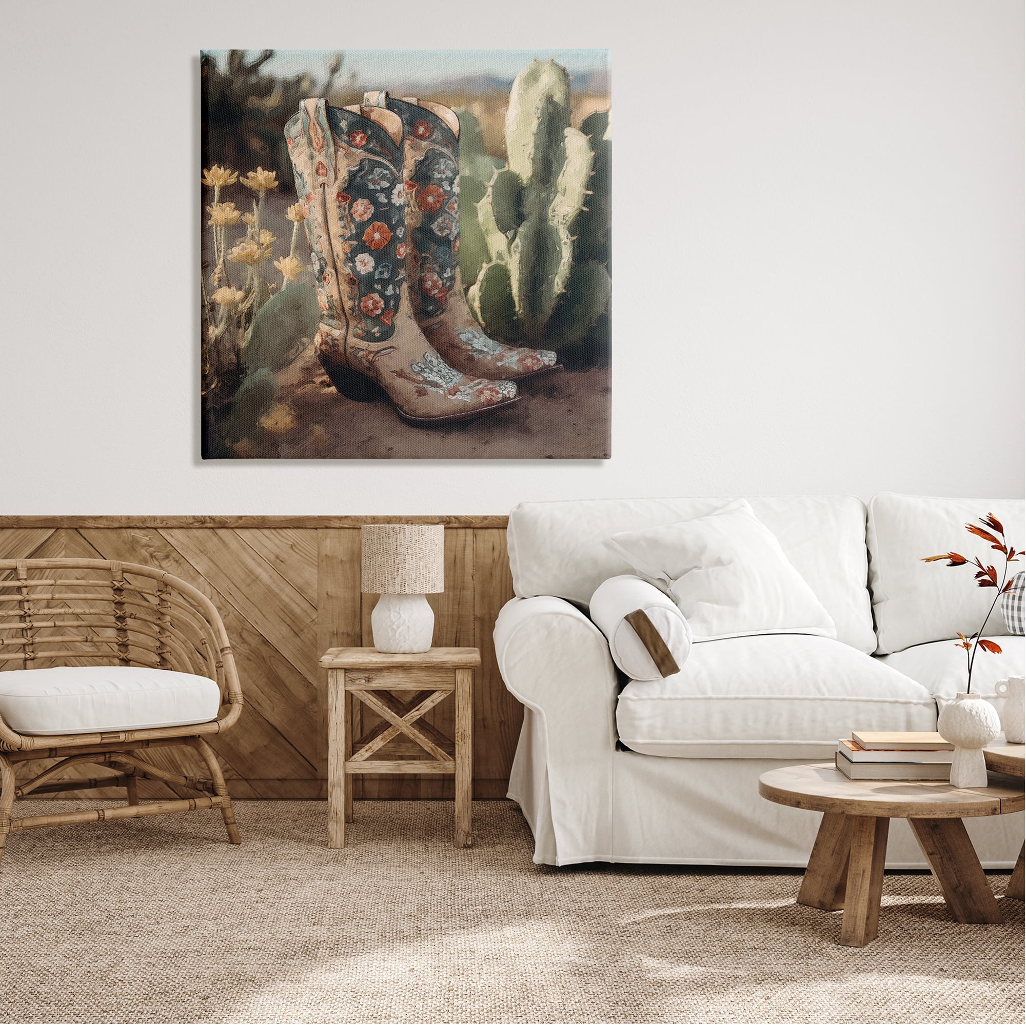 Stupell Industries Cowgirl Boots Landscape Beauty & Fashion Painting Gallery Wrapped Canvas Print Wall Art, 36 x 36