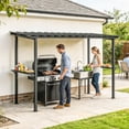 thumbnail image 2 of Outsunny Pavillon de Gril à Toit Rigide 12 Pieds x 6 Pieds, Pavillon BBQ avec 2 Tablettes Latérales, 2 of 10