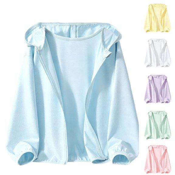 PIWHJQK Boys Girls Long Sleeve Casual Hooded Coat Solid Hooded Zip Up Jacket for Kids Sun Protection Kids Outwears