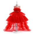 thumbnail image 4 of Efsteb High Low Flower Girl Dresses for Wedding Kids Sleeveless Princess Gown Dress Kids Birthday Party Dress (Red,3-4 Years), 4 of 7