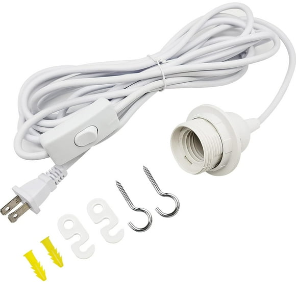shiyou-Pendant Light Cord Plug in Pendant Light 15Ft Hanging Pendant Light with Switch E26 Socket White