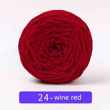 Zjh Textile DIY Knitting Bulky Polyester Yarn - 5mm burgundy 106g/105m Skein Soft Shed-Free Yarn for Blankets Sweaters Hats & Crafts (Fits 7-10mm Needles/2.4-4.5mm Hooks)