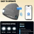 thumbnail image 4 of CENSGO Warm Fleece Lined Bluetooth LED Beanie, Mens Stocking Cap with Light and Speaker Mic Cordless Headphones, Christmas Hat Stuffers for Men Dad (Gray), 4 of 19