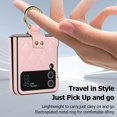 thumbnail image 4 of for Samsung Galaxy Z Flip 3 Case with Ring Luxury Leather Soft Diamond-Shaped Flip Case for Women Men Shockproof Protective Bumper Case for Galaxy Z Flip 3 5G, Pink, 4 of 7