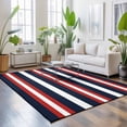 thumbnail image 3 of Area Rugs 5'x7', Red Navy Blue Striped Carpet Runner Indoor Outdoor Rugs Home Decor Aesthetic, Contemporary Minimalist Aesthetic Non Slip Mats Washable Accent Rug for Living Room Bedroom, 3 of 8