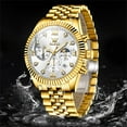 thumbnail image 5 of OLEVS Watches for Men, Mens Watches Quartz Gold Stainless Steel Waterproof Luminous Business Calendar Wrist Watch reloj para hombre, 5 of 12