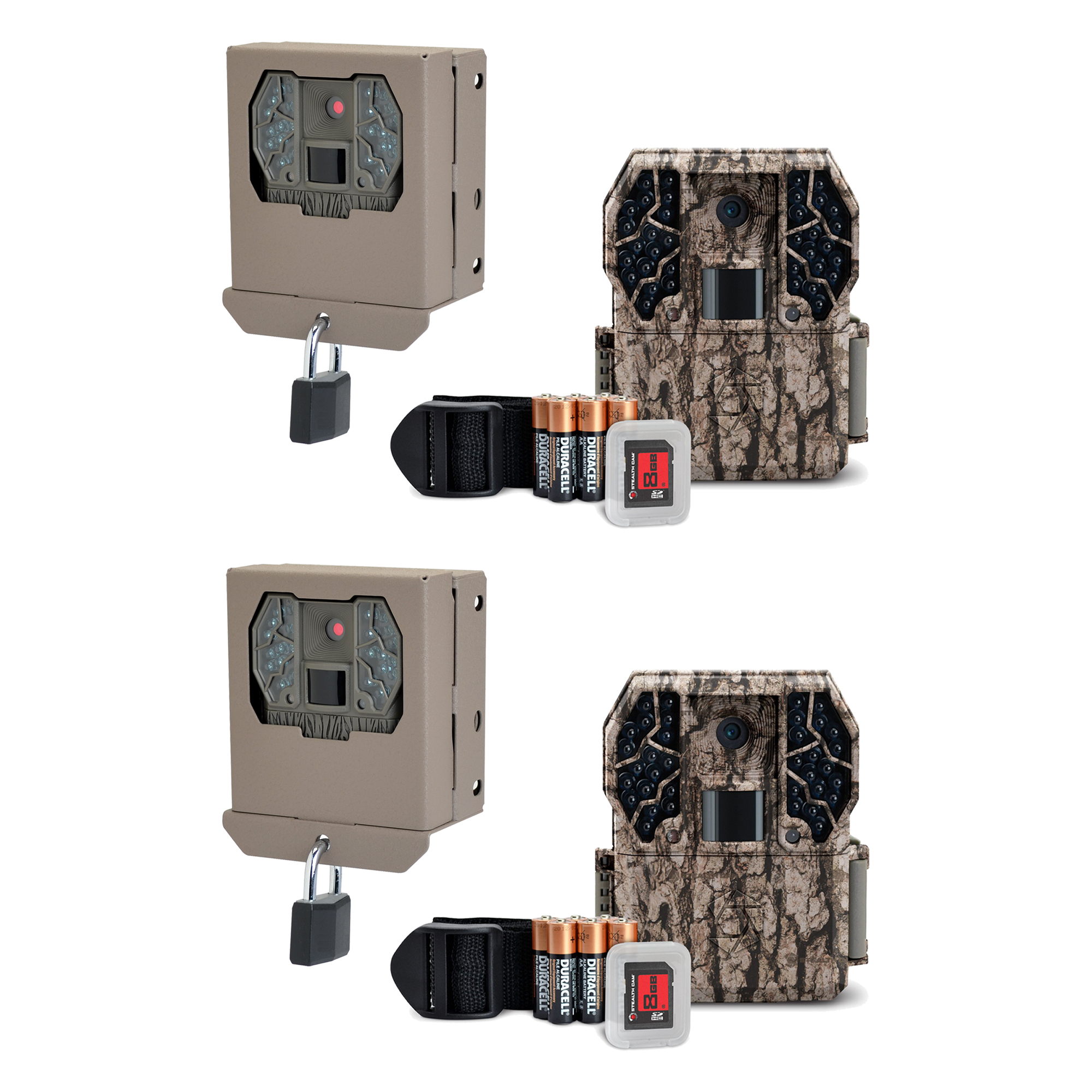 Stealth Cam ZX36NG 10MP Infrared Trail Camera (2 Pack) + Security Box