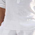 thumbnail image 3 of Camisa casual de color puro para hombre, cuello levantado, manga larga, holgada, transpirable, ligera, para playa, blanco, 5XL, 3 of 5