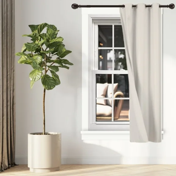 Gorgeous Home Linen K34 1 Panel with white Lined Blackout Window Curtain Silver Grommets Ivory 63" Length