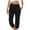 Black, variant on CHGBMOK Capris for Women Casual Summer Elastic Loose Pants Straight Wide Leg Trousers With Pocket