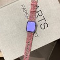 thumbnail image 4 of Woolen Band for Apple Watch Series 10 9 8 7 6 5 4 3 2 1 SE & Ultra 2 1 , Floral Print Leather Slim Band Adjustable Breathable Soft Strap for Women Girls iWatch 44/45/46/49mm/42mm(Series 1 2 3), Pink, 4 of 5