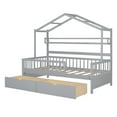 thumbnail image 3 of Kidkapers Grey Twin Size House Bed: Wood Playhouse Bed Frame with Roof Design, Storage Drawer, Shelves, Ideal for Kids, Teens, 3 of 5
