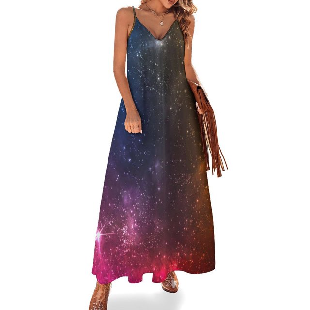 Vestido de galaxia colorido, verde y azul, estético cósmico, casual, largo, primavera, vintage, maxi, vestido, regalo de cumpleaños