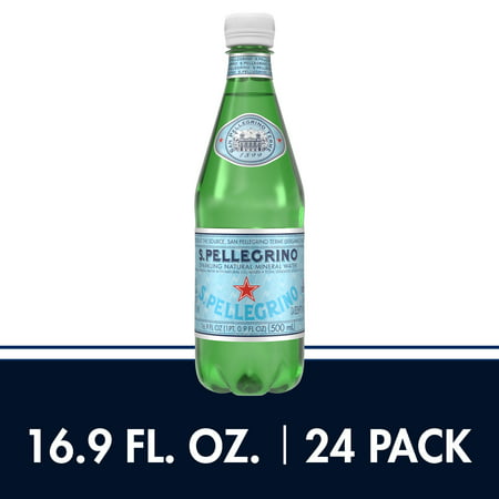 S.Pellegrino Sparkling Natural Mineral Water, 16.9 fl oz. Plastic Bottles (24