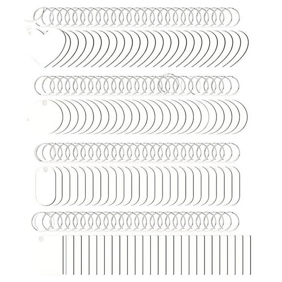 HOT 300 Pcs Sublimation Keychain Blanks Bulk Double Side Heat Transfer MDF Blank Set with Rings