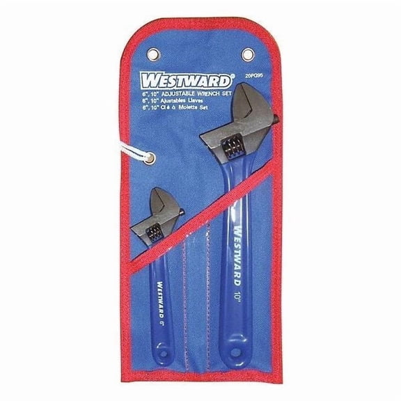 Westward Adj. Wrench Set,6", 10",Black,2 Pc. 20PG95