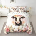 thumbnail image 2 of Erosebridal Cute Cow Bedding Twin Size 7pcs Highland Cattle Comforter Set, Animal Themed Bedding Comforter Sets Colorful Flower Floral Bed in a Bag, Pink Roses Bedding Accessories Bull Decor, 2 of 4