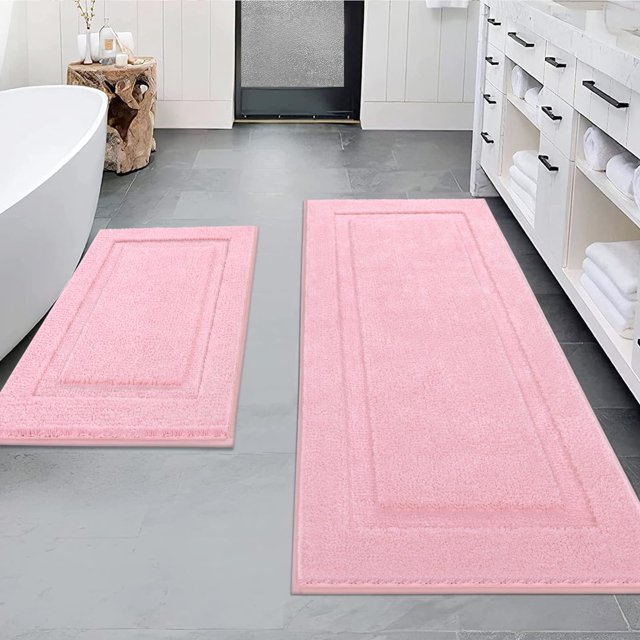 Set de Alfombrillas de Baño de Microfibra Suave SHACOS 50x80 y 50x120 cm Rosa